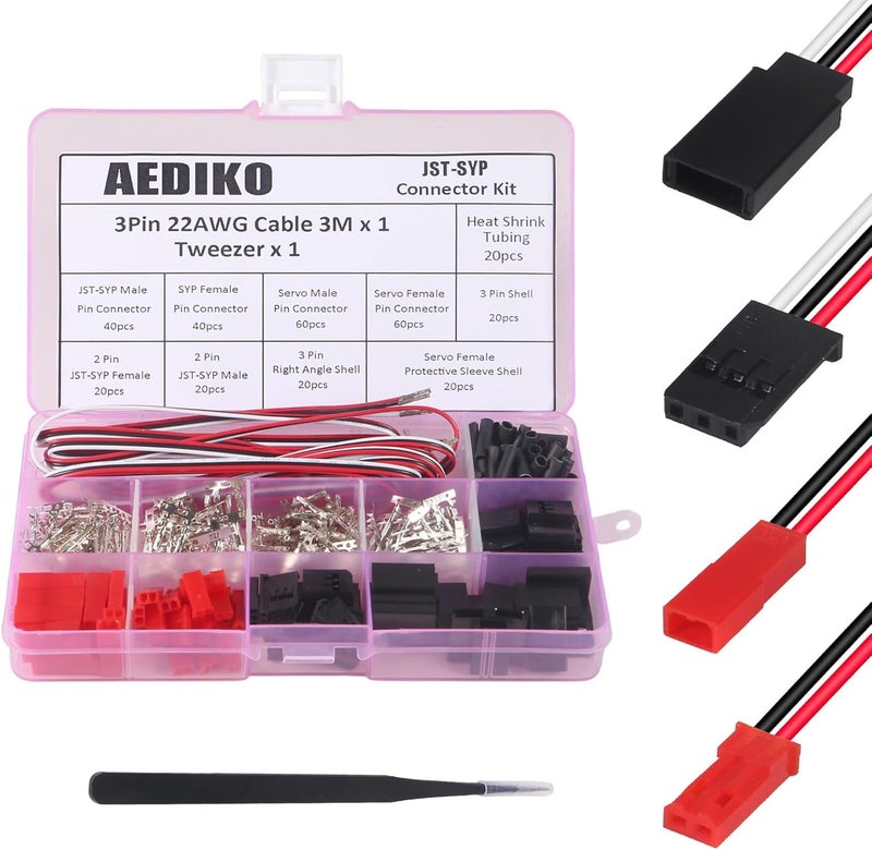 AEDIKO JST Servo Connector Kit 40 Sets Servo Plug Male Female Connector Crimp Pin Cable Kit Compatible JST SYP Futaba for Hitec Spektrum RC - Image 1